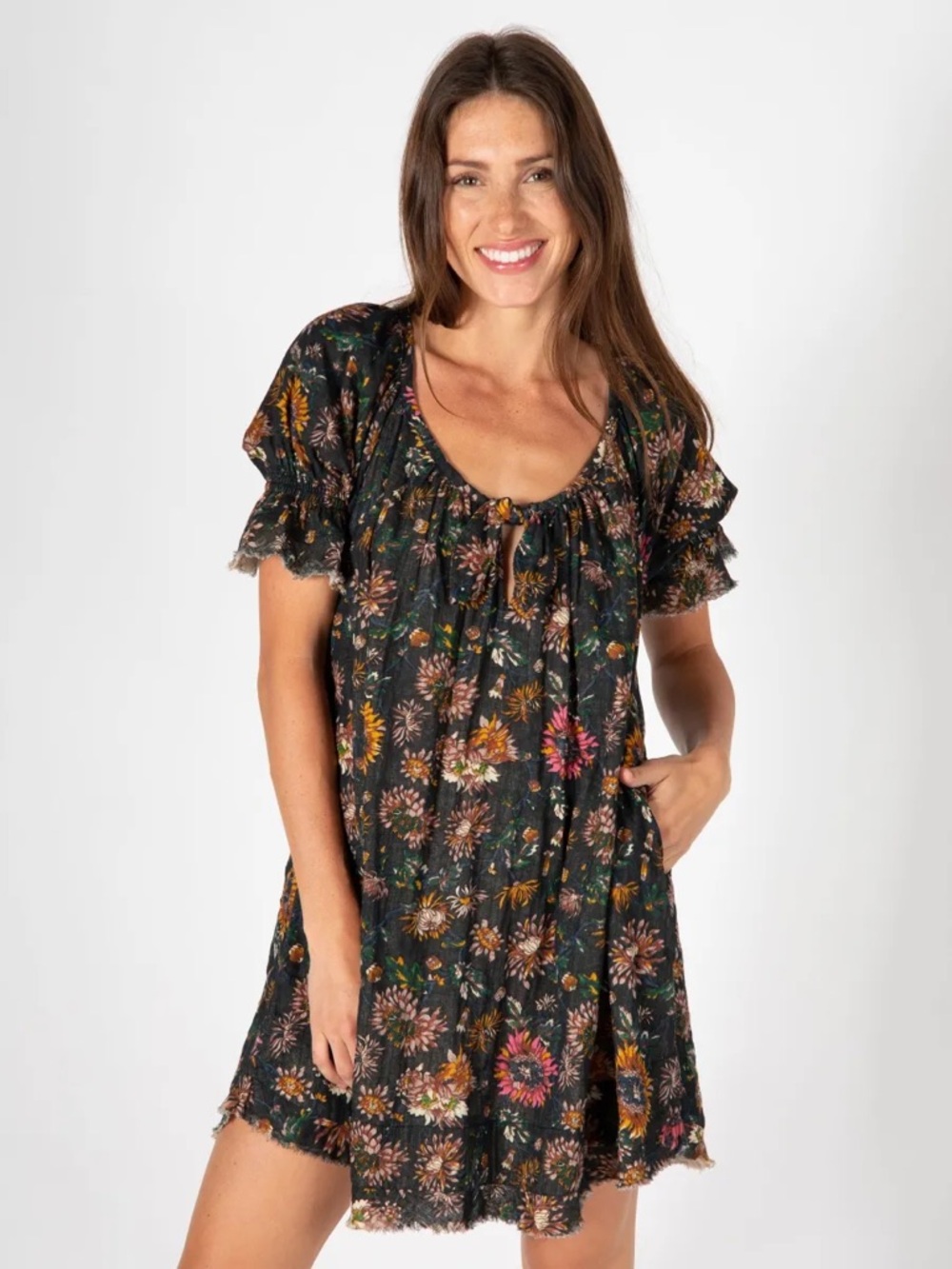 NATURAL LIFE Sienna Floral Print Cotton Gauze A-Line Mini Dress, L/XL